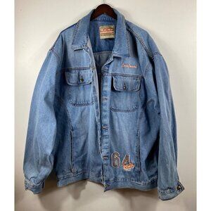 Mens Loco Streetgear Denim Jean Bull Dogs 64 Graphic Cotton Jacket 4XL
